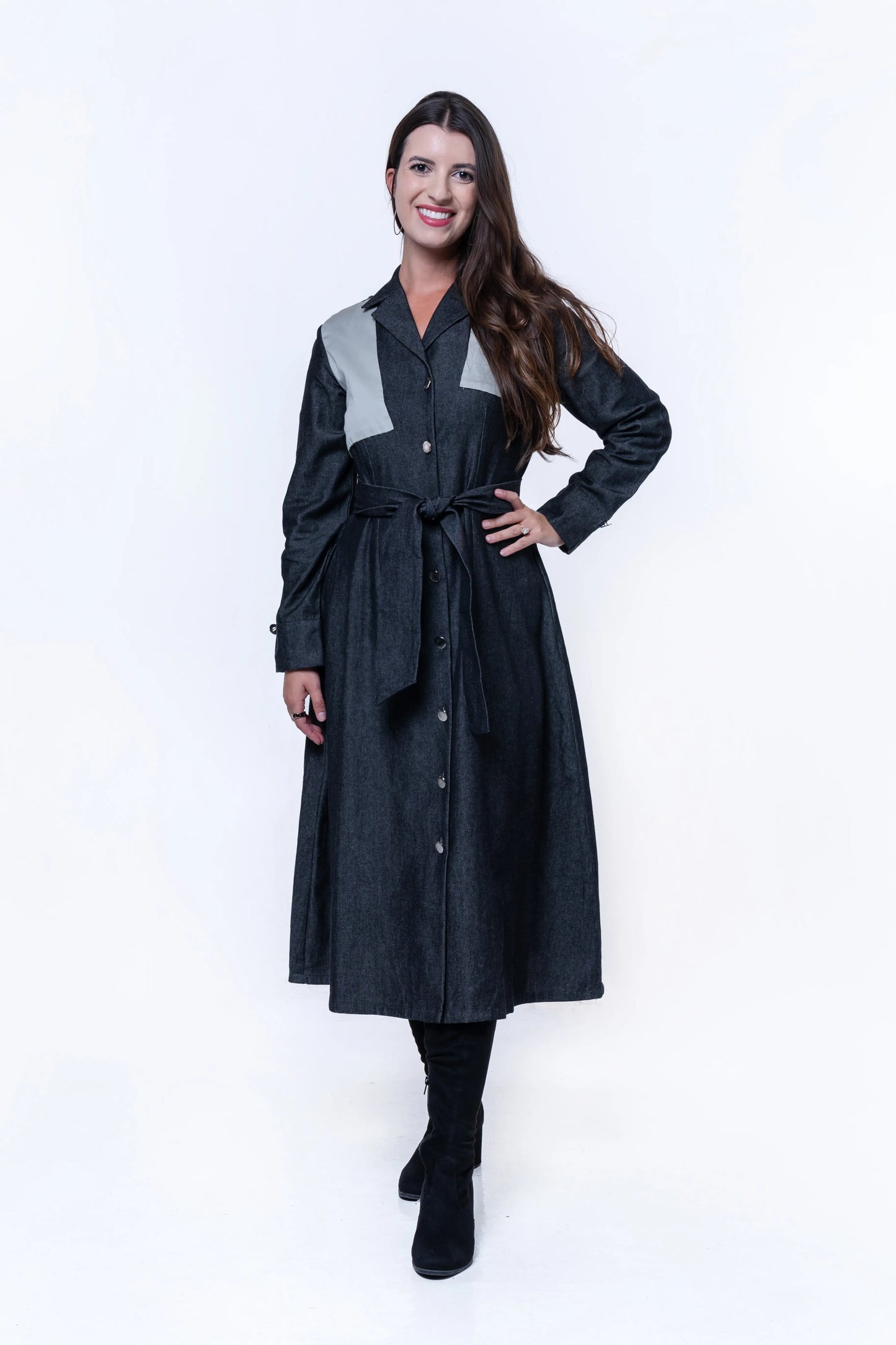 Hematite Denim A-Line Dress