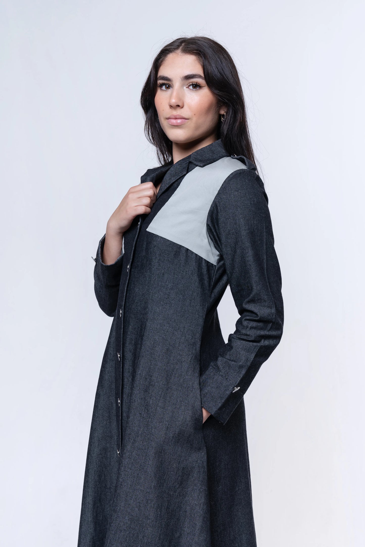Hematite Denim A-Line Dress