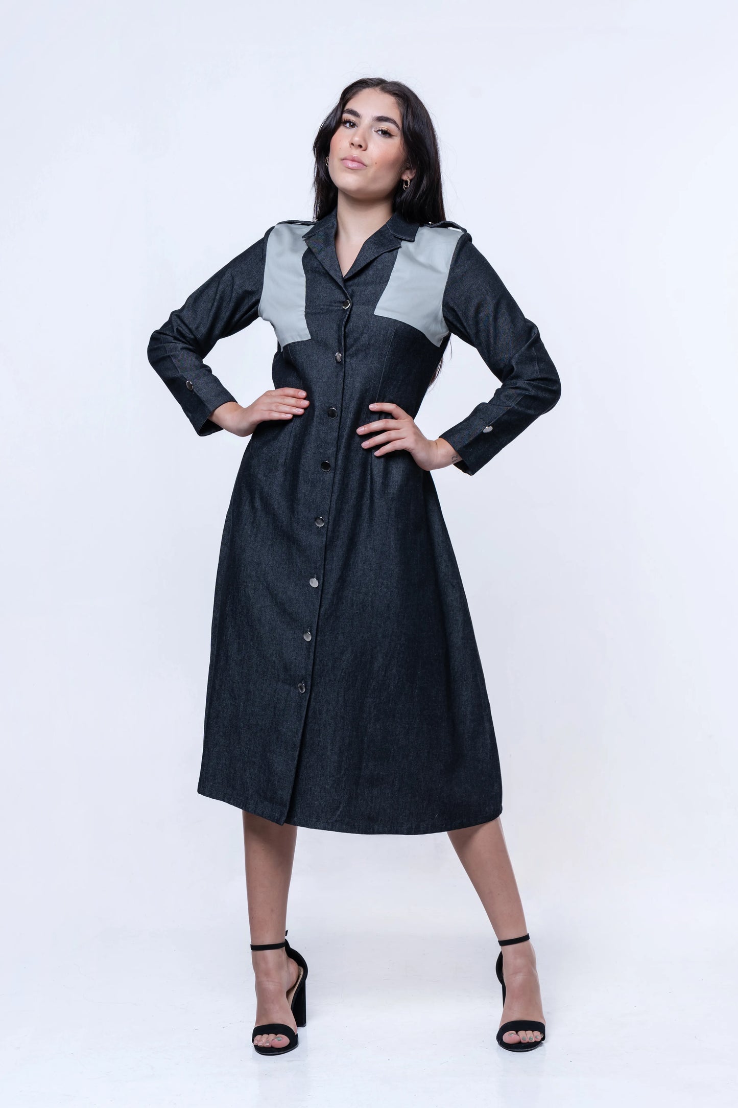 Hematite Denim A-Line Dress