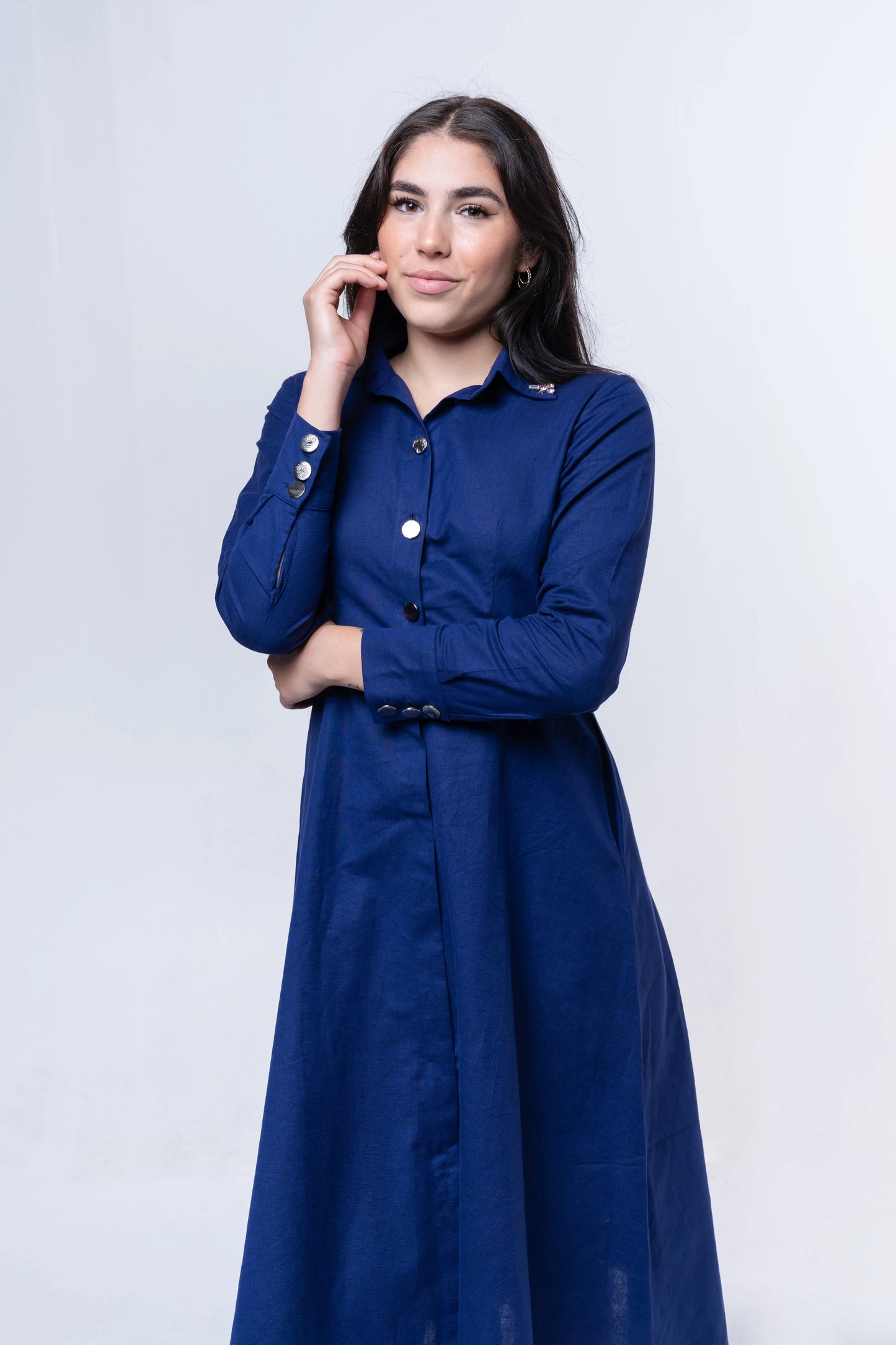 Sapphire Cotton Hemp Midi Dress