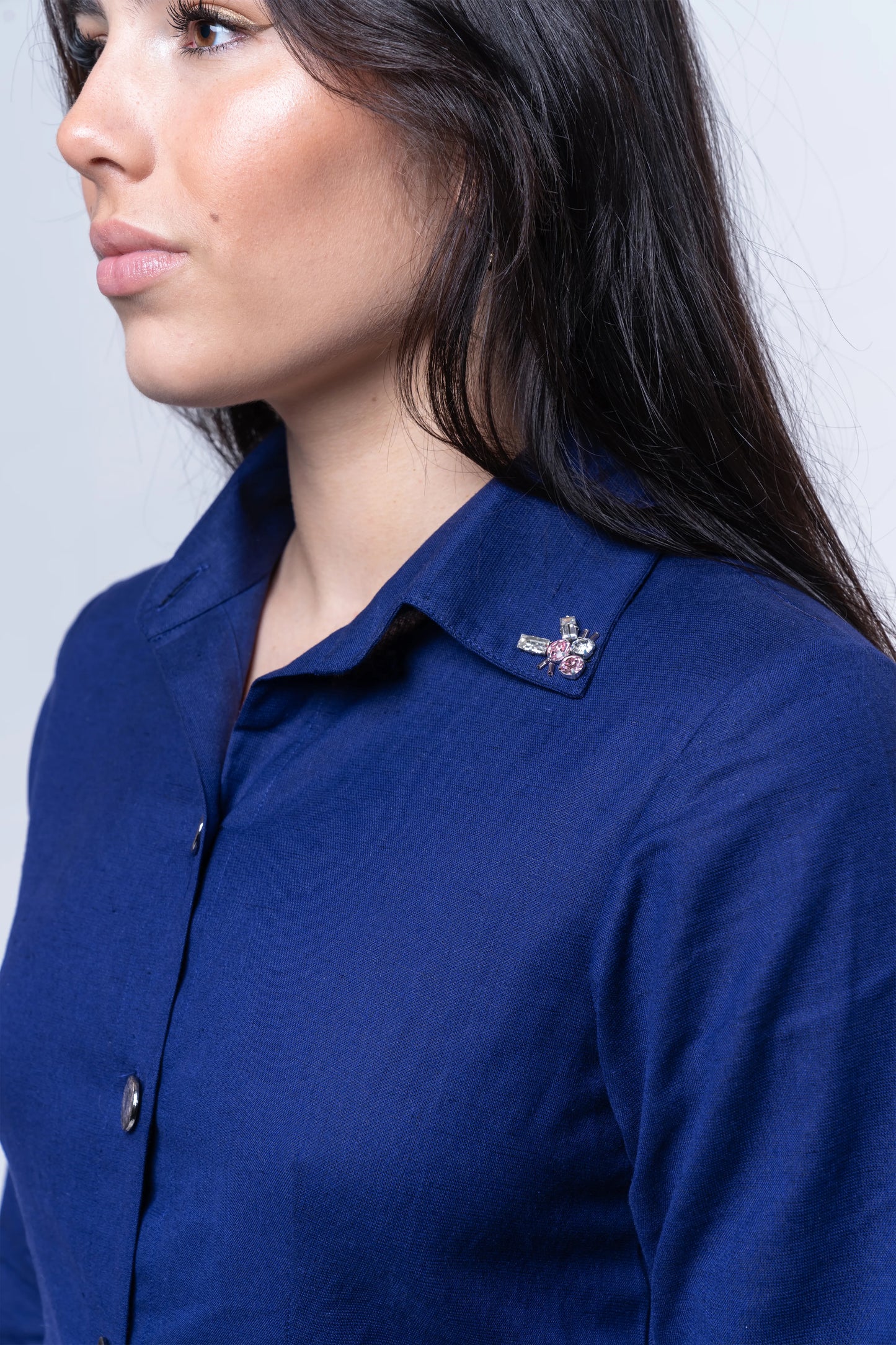 Sapphire Cotton Hemp Midi Dress