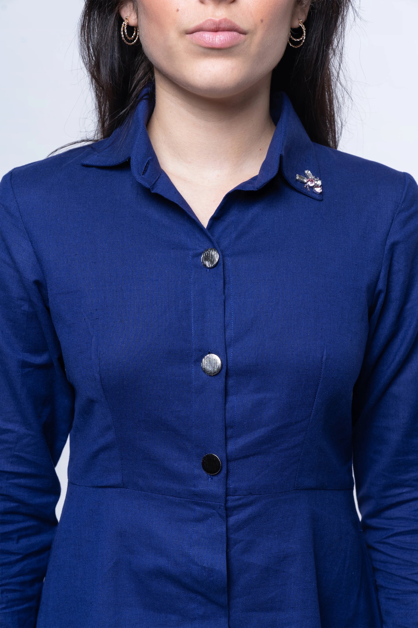 Sapphire Cotton Hemp Midi Dress