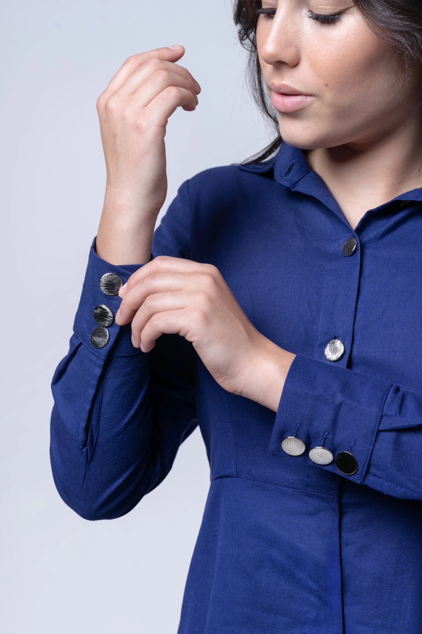Sapphire Cotton Hemp Midi Dress
