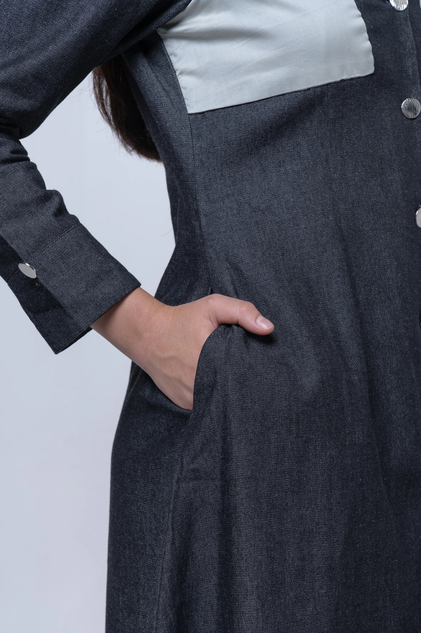 Hematite Denim A-Line Dress