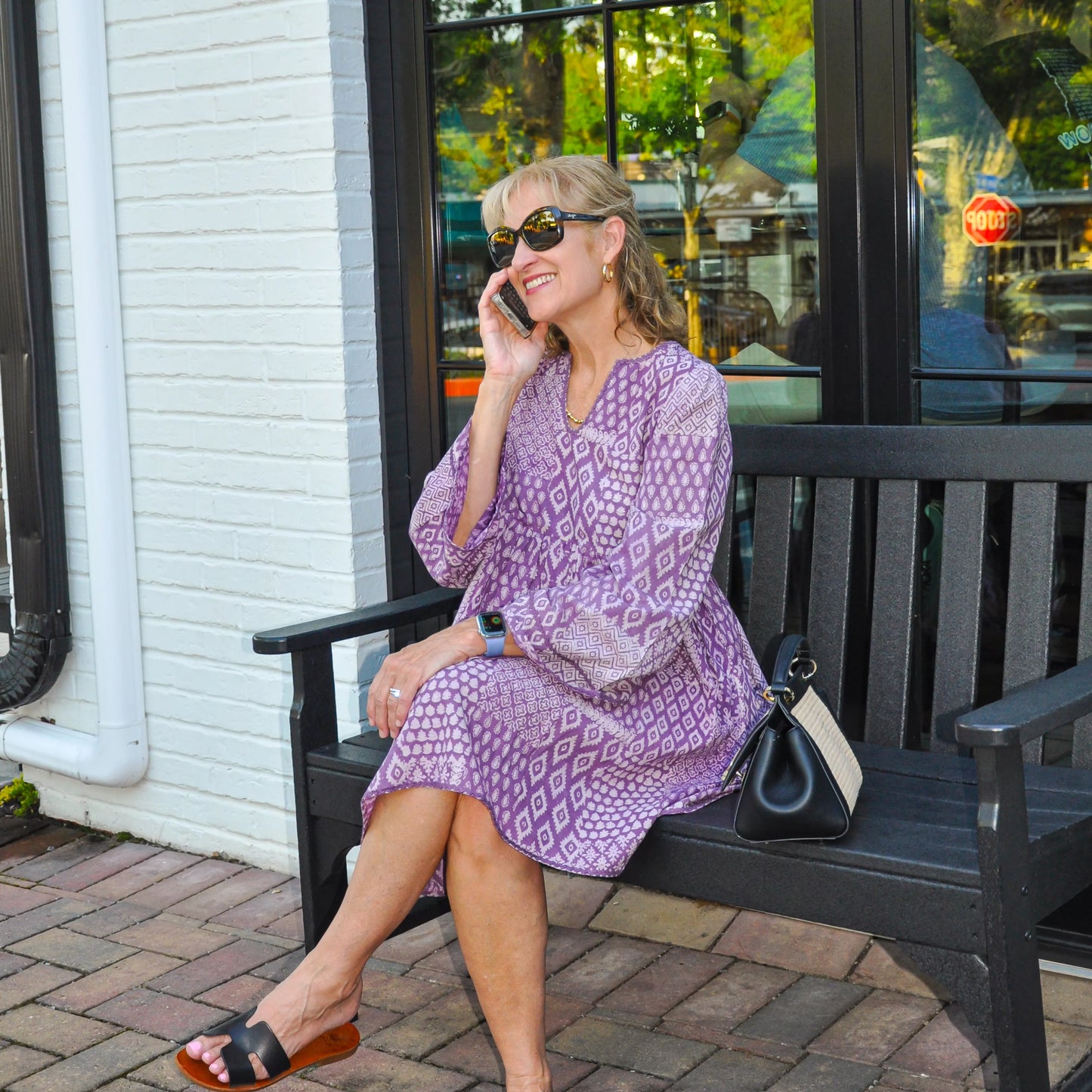 The Liora - Lace-Edged Bell Sleeve Dress