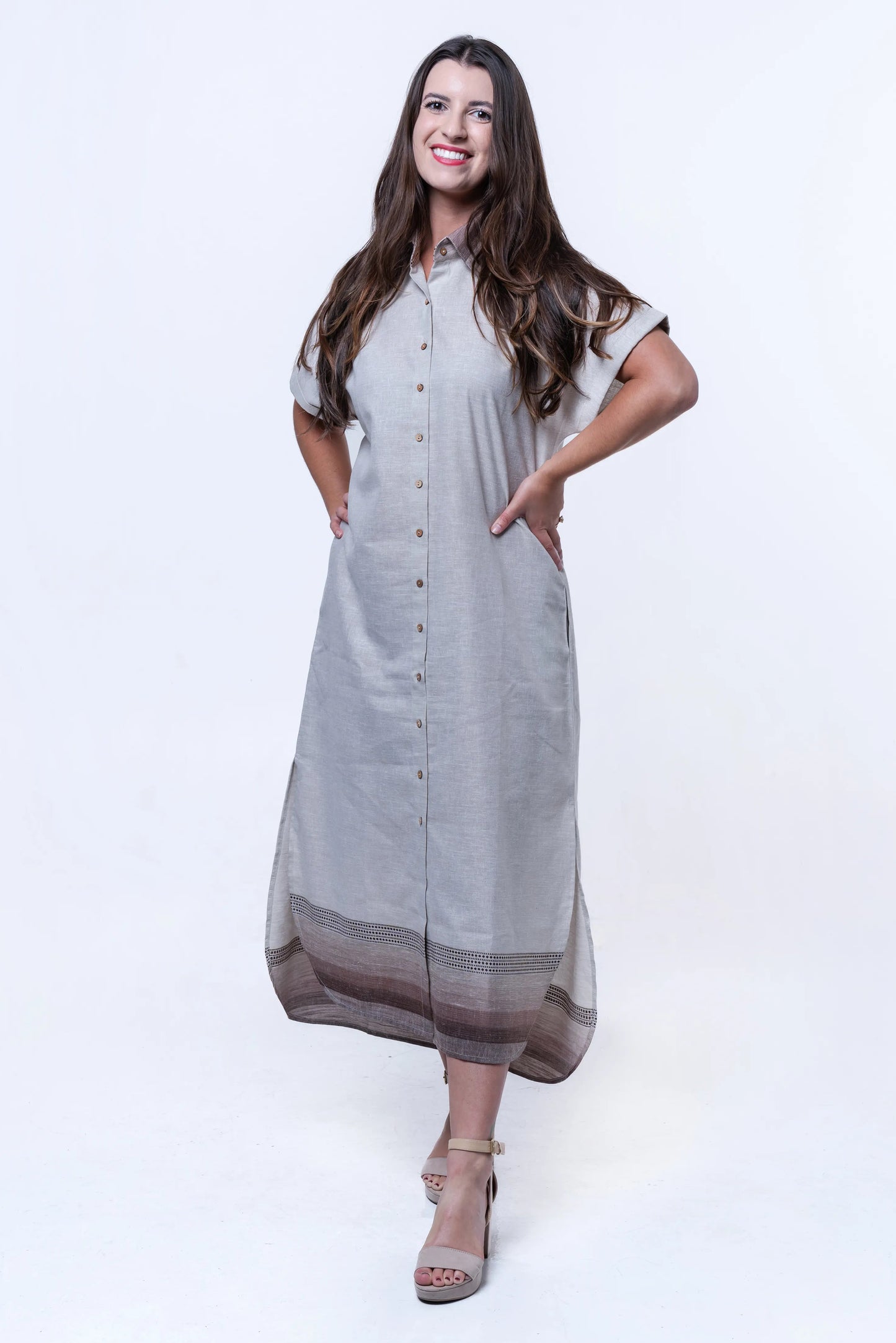Nolie - Free Size Khadi Cotton Shirt Dress