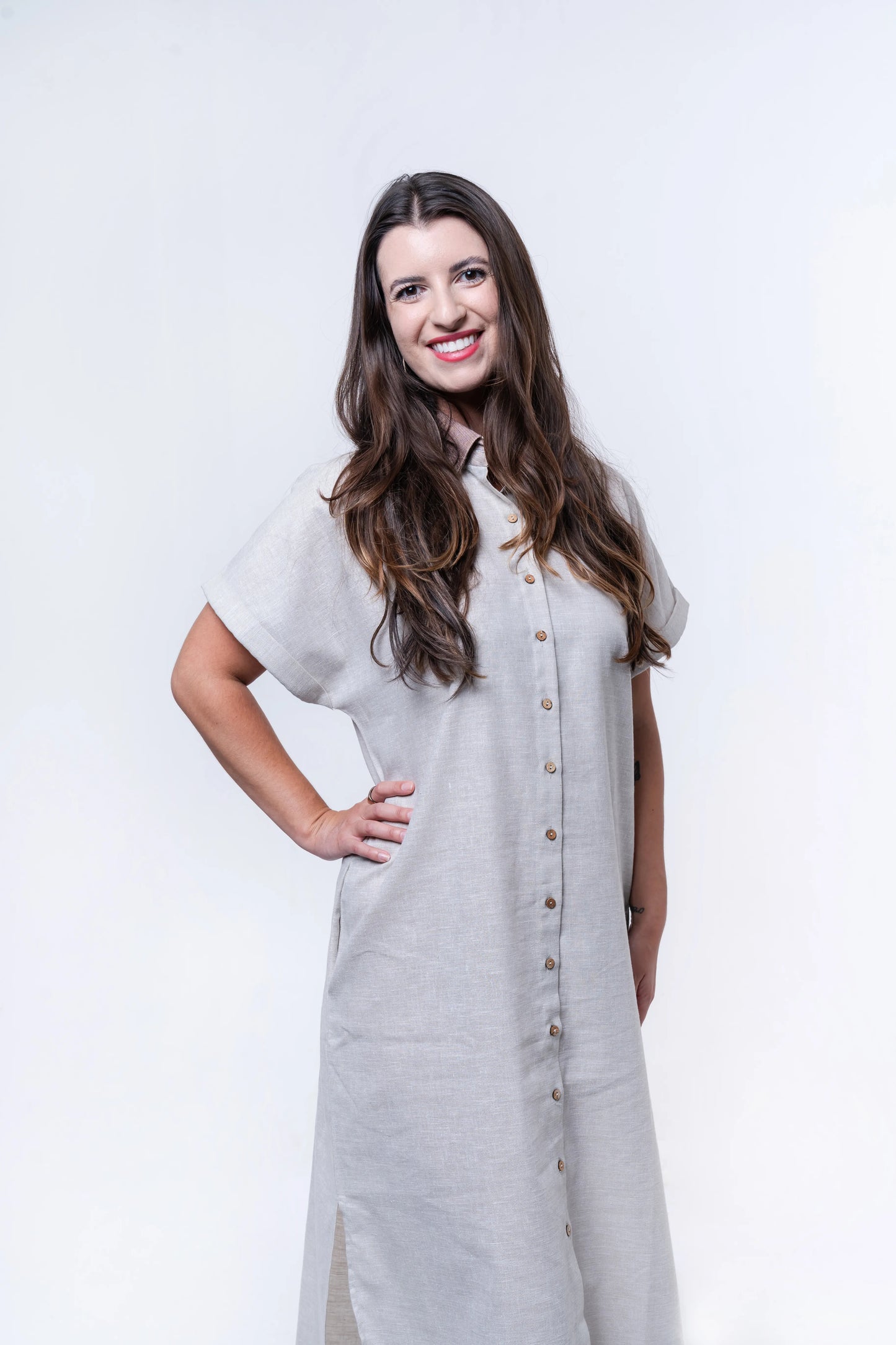 Nolie - Free Size Khadi Cotton Shirt Dress