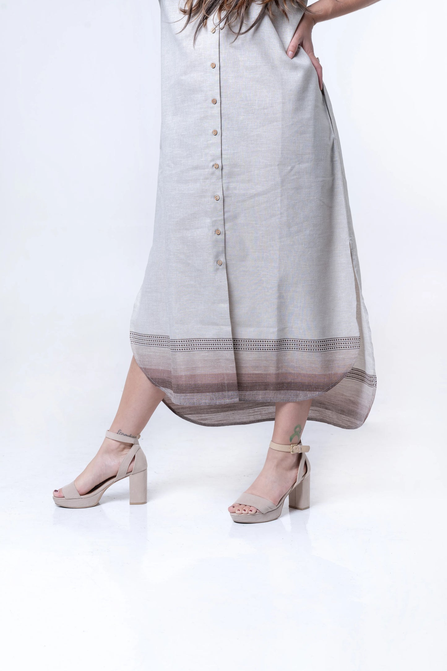 Nolie - Free Size Khadi Cotton Shirt Dress