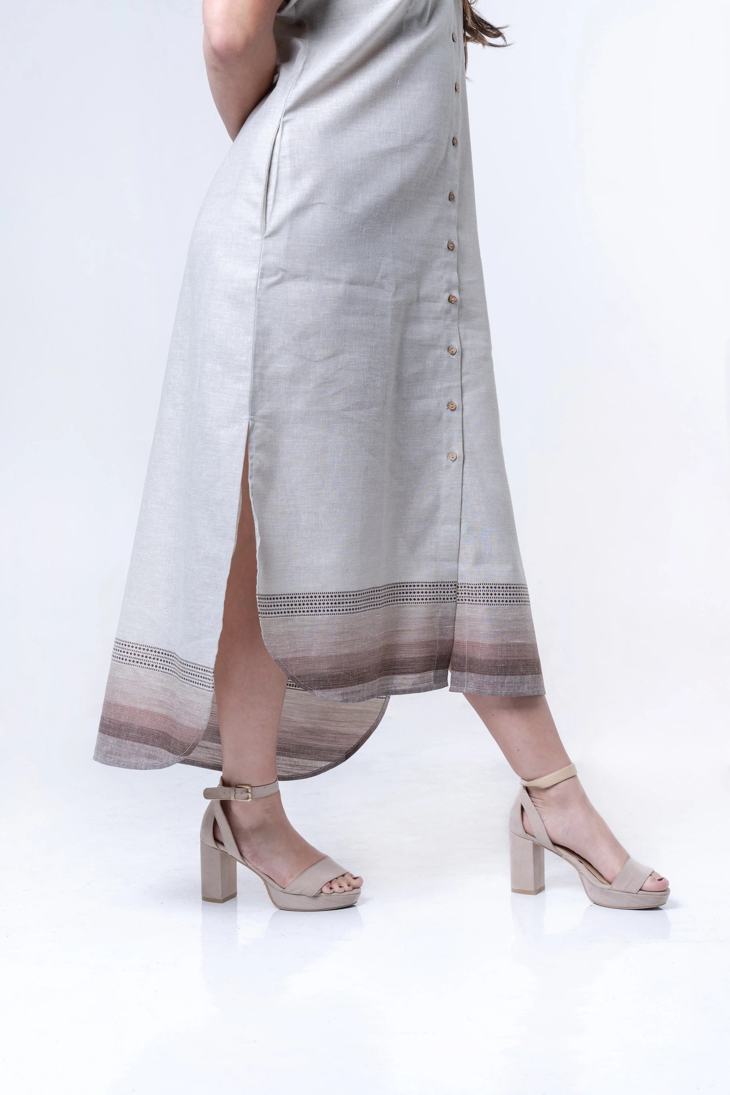 Nolie - Free Size Khadi Cotton Shirt Dress