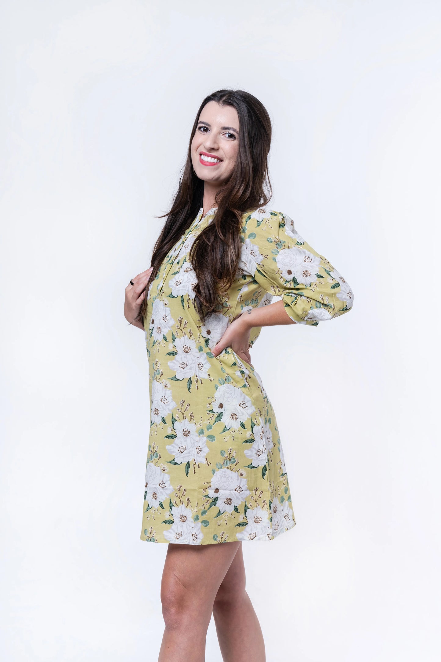 Vireya - Notched Neck A-Line Mini Dress