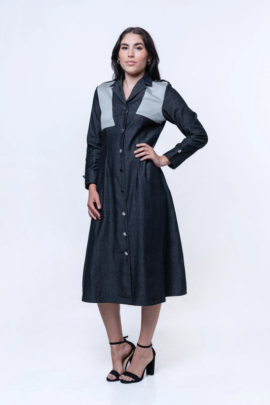 Hematite Denim A-Line Dress