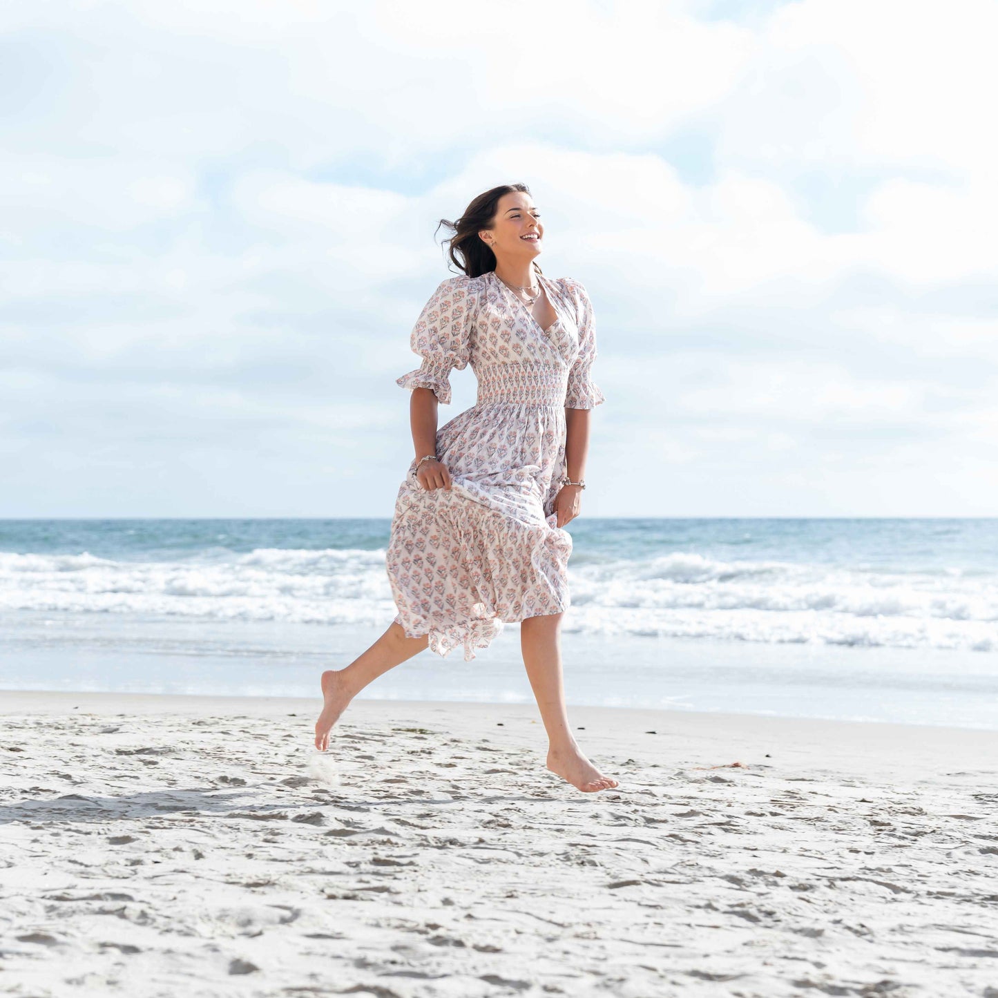 Lilienne - Handblocked Smocked Midi Dress