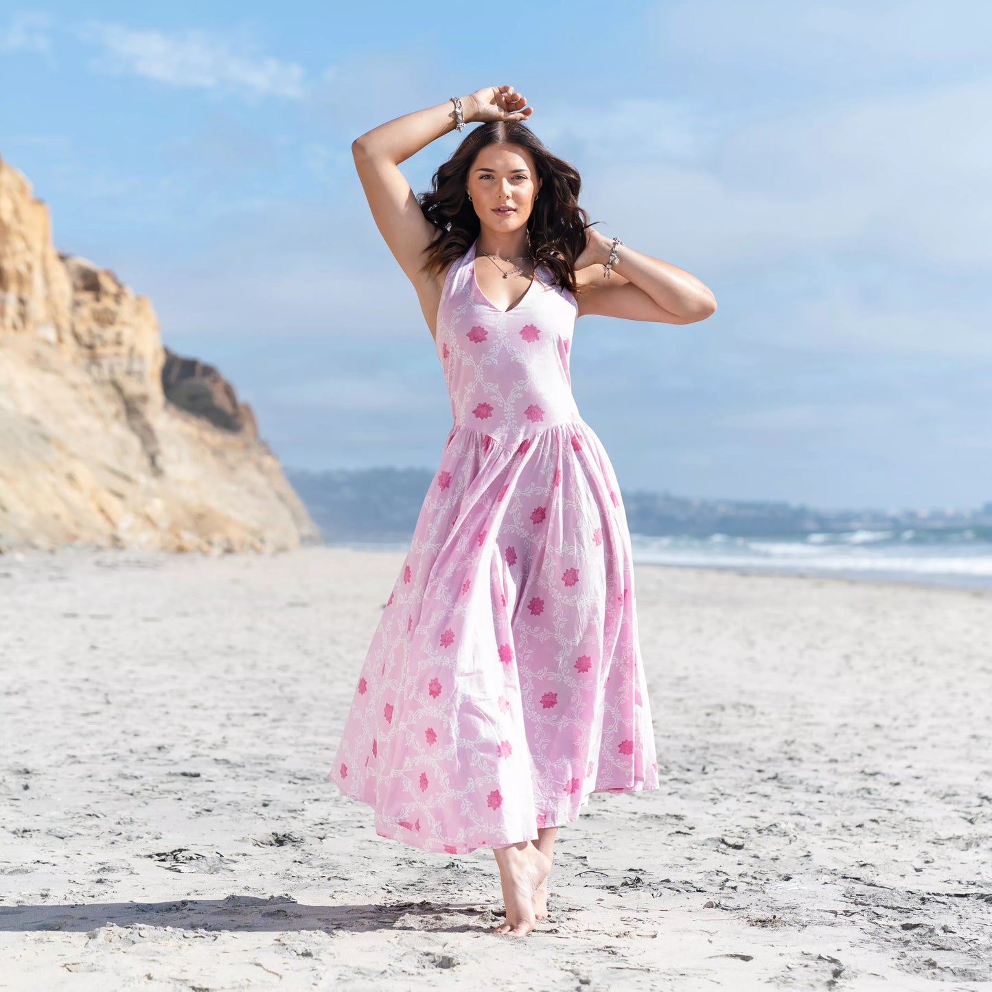 Padmae - Handblocked Halter-Neck Dress