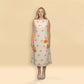 Solene - Handblocked Boat Neck Midi Dress