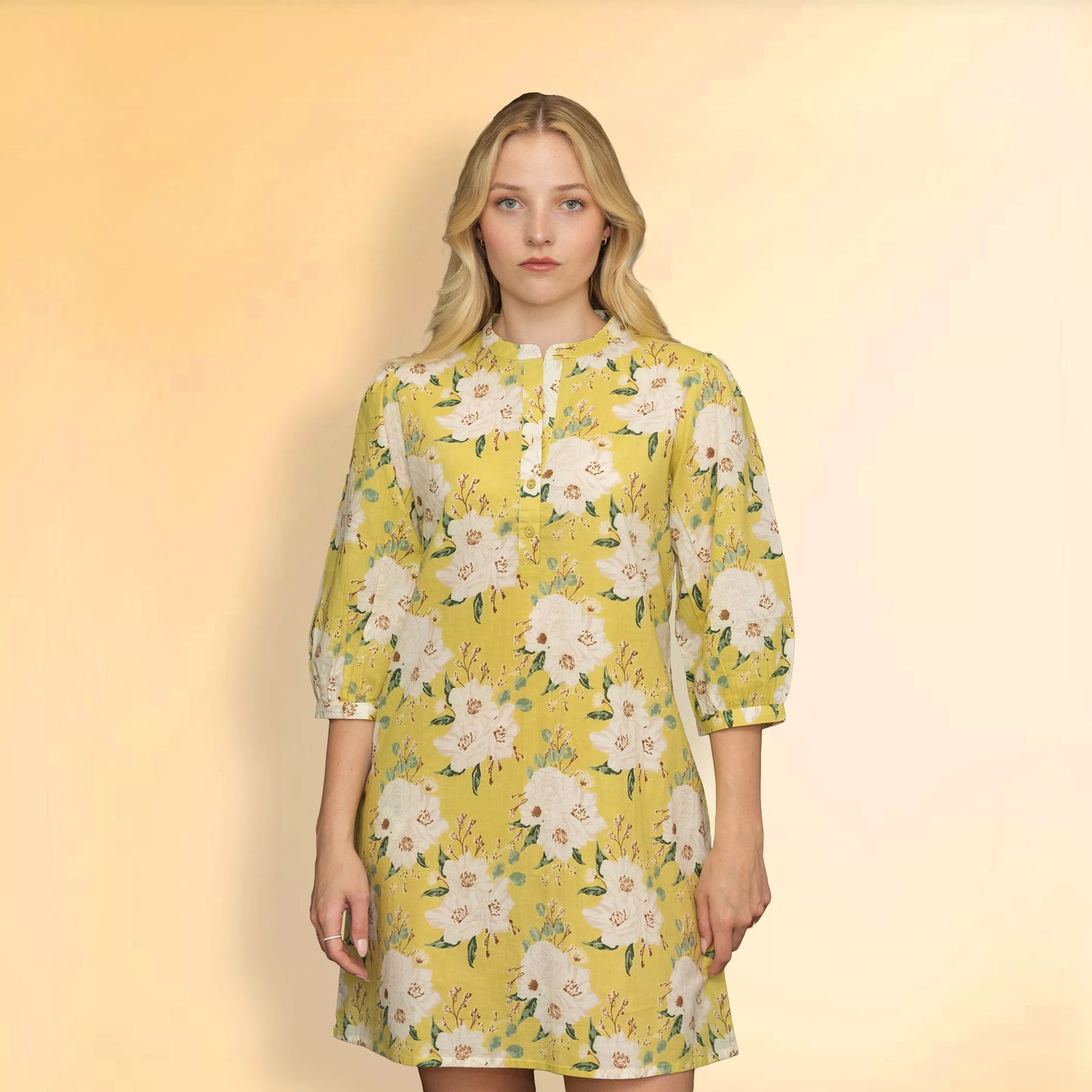 Vireya - Notched Neck A-Line Mini Dress